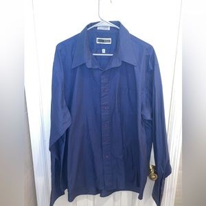 NWOT John Weitz blue long sleeve button down dress shirt size 34/35 18.5 neck